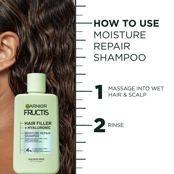 Garnier Fructis Hair Filler Hyaluronic Moisture Repair Shampoo, 10.1 OZ