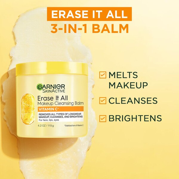 Garnier SkinActive Erase It All Makeup Cleansing Balm with Vitamin C, 4.2 OZ
