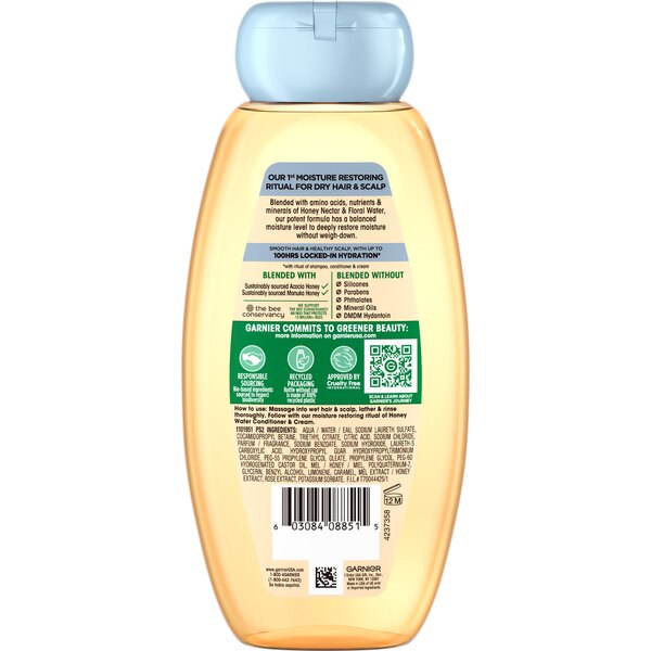 Garnier Whole Blends Honey Water Moisture Restoring Shampoo, 12.5 OZ
