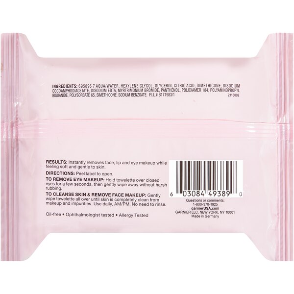 Garnier Skinactive - Toallitas desmaquilladoras con agua micelar, paquete de 25