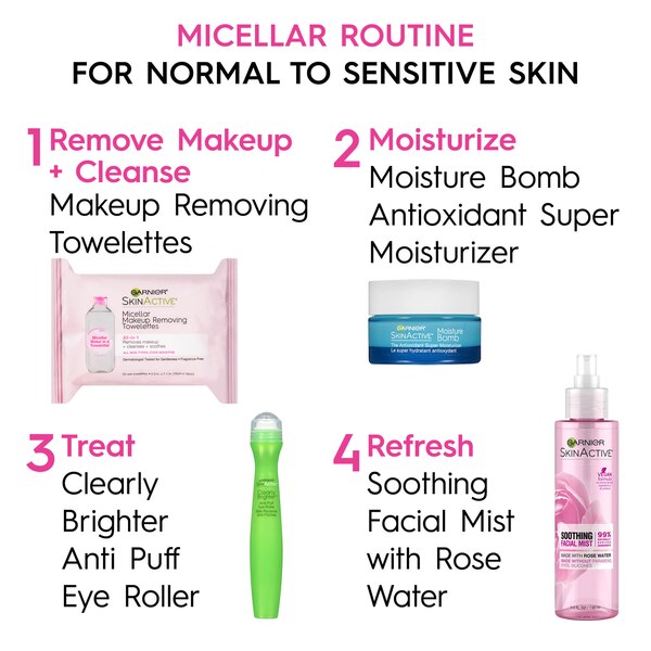 Garnier Skinactive - Toallitas desmaquilladoras con agua micelar, paquete de 25