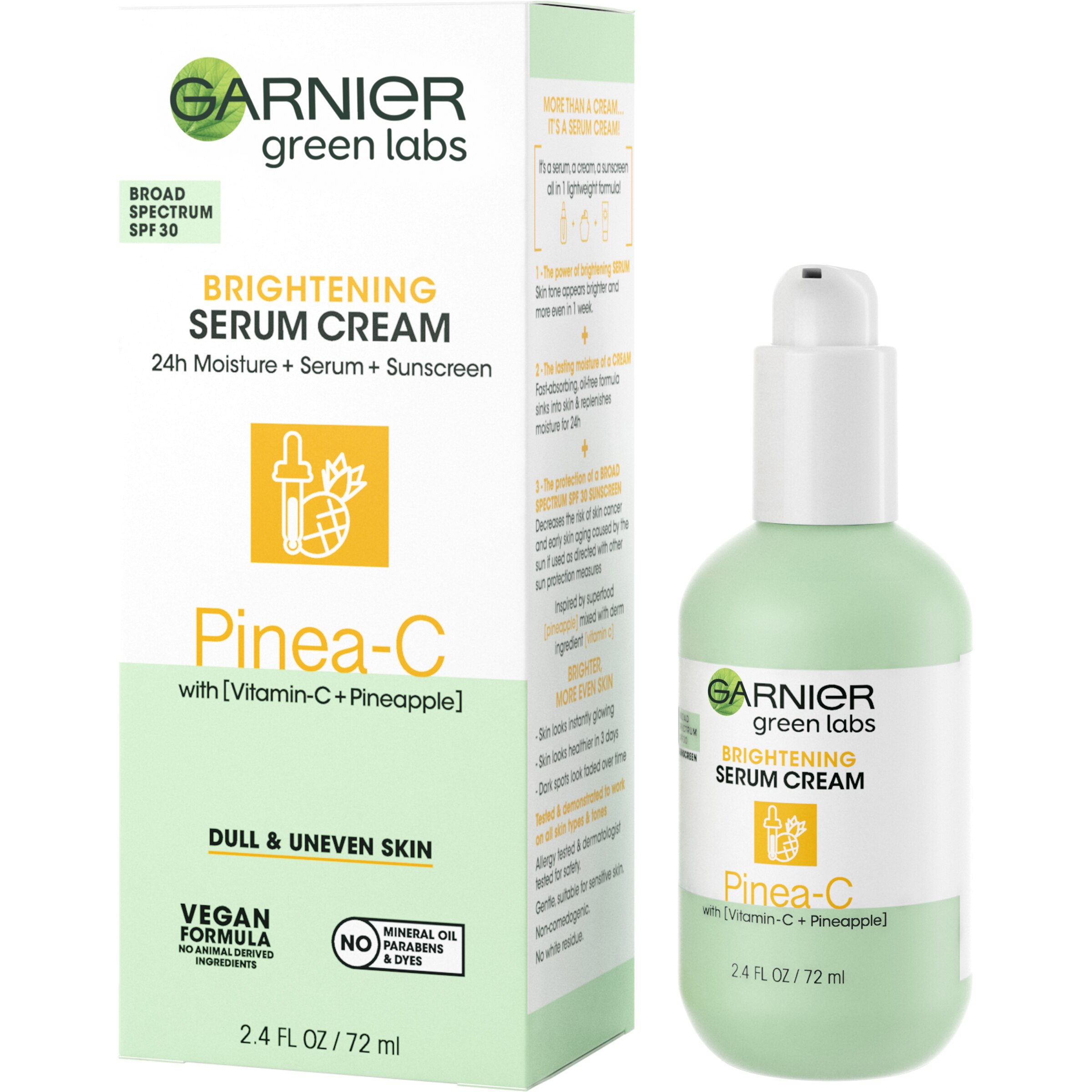 Garnier Green Labs Pinea-C - Suero iluminador en crema, FPS 30, 2.4 oz