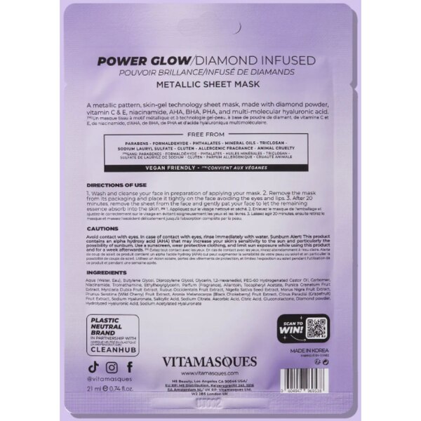 Power Glow Diamond Infused Metallic Face Sheet Mask