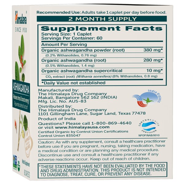 Himalaya Organic Ashwagandha, 60 CT