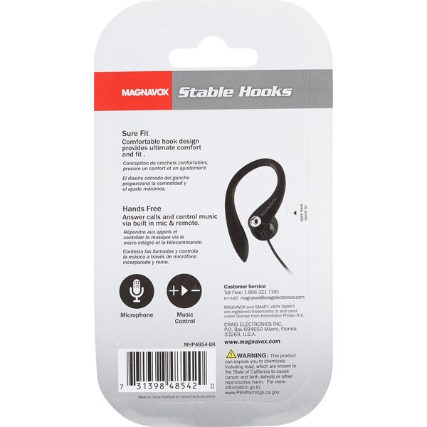 Magnavox Stable Hooks W/ Microphone Headphones