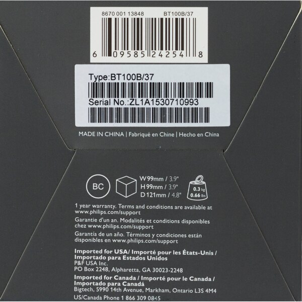 Philips Portable Bluetooth Speaker, Black