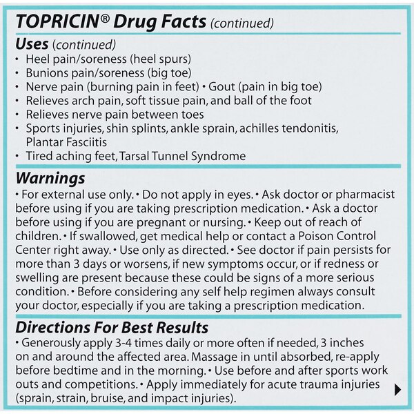 Topricin Foot Pain Relief Cream