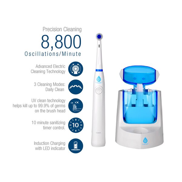 Pursonic Rotary Toothbrush with UV Sanitizer and 12 Brush Head Attachments