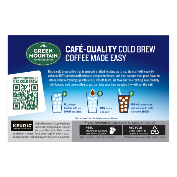 Green Mountain, Almond Vanilla Iced Cold Brew Coffee, 10 ct, 2.1 oz