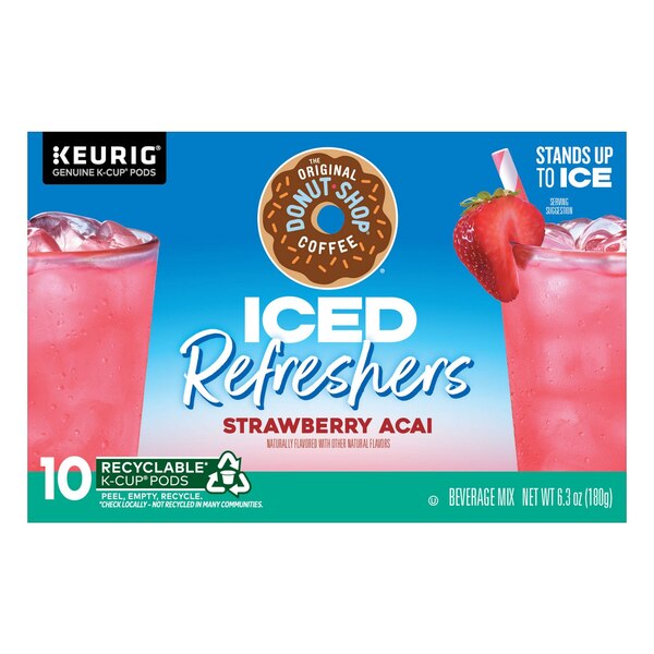 Donut Shop, Iced Refreshers Strawberry Açaí, 10 ct, 6.3 oz