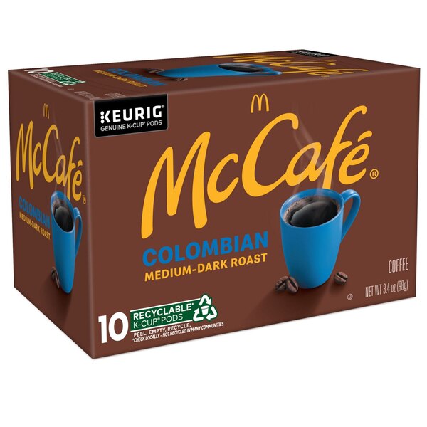 McCafe Colombian 100% Arabica Medium-Dark Roast Coffee K-Cup Pods, 10 ct