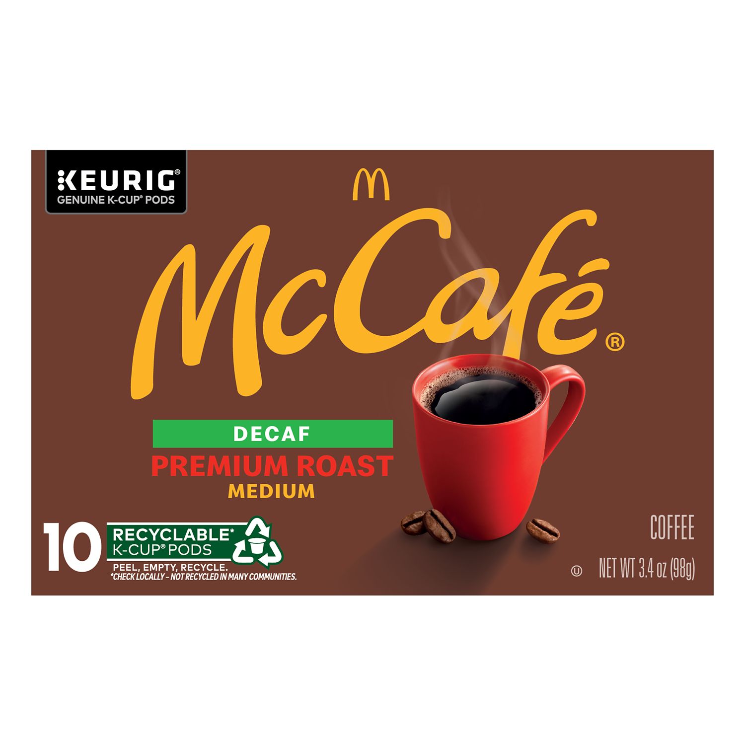 McCafe, Premium Roast 100% Arabica Medium Roast Decaffeinated Coffee K-Cup Pods, 10 ct