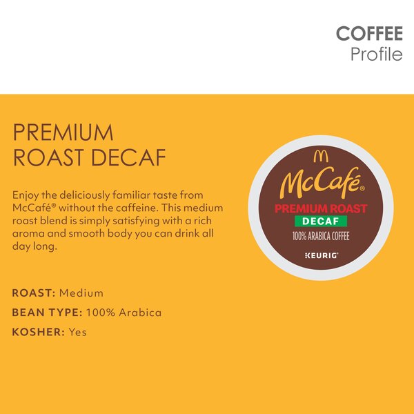 McCafe, Premium Roast 100% Arabica Medium Roast Decaffeinated Coffee K-Cup Pods, 10 ct
