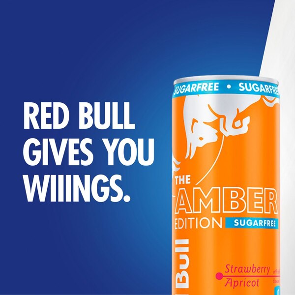 Red Bull, Amber Edition Sugar Free Energy Drink, Strawberry Apricot, 8.4 Oz