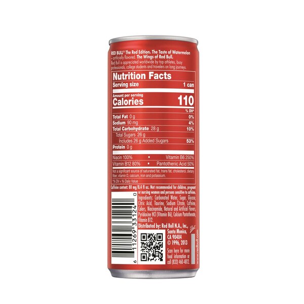 Red Bull, Red Edition, Watermelon Energy Drink, 8.4 oz