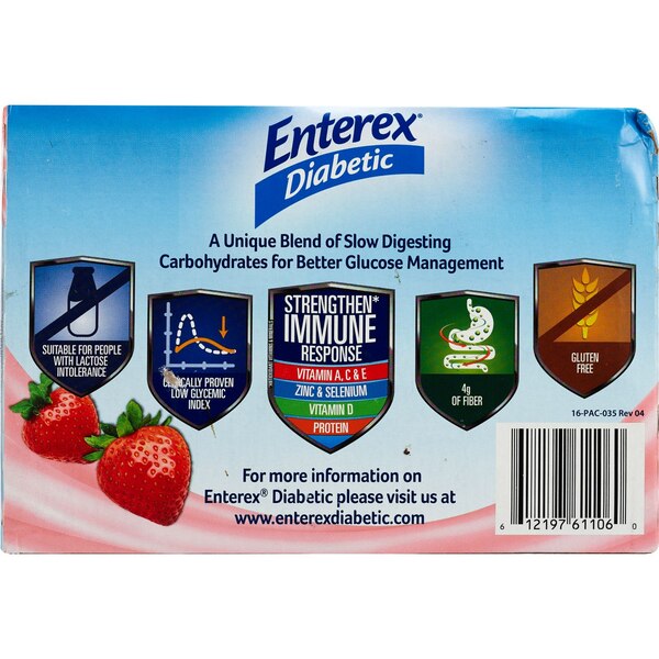 Enterex Diabetic Gluten Free Shake, Strawberry, 8 OZ
