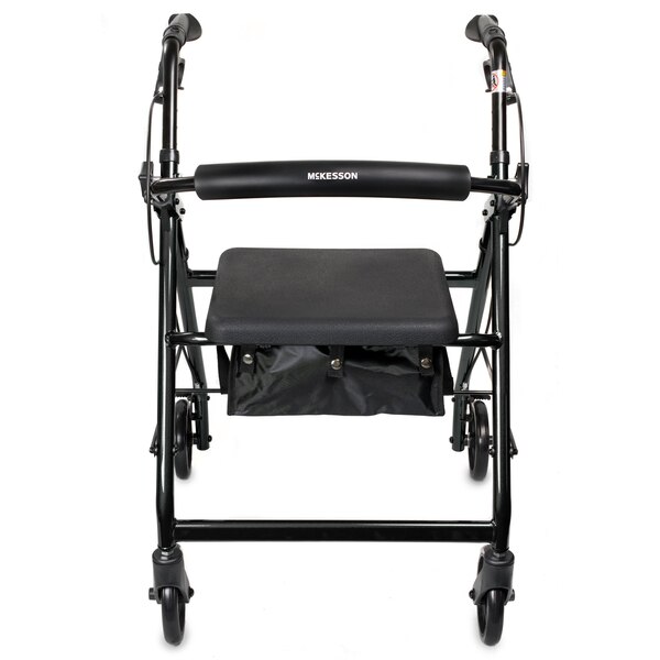 McKesson 4 Wheel Rollator 14 Inch Seat Width 300 lbs. Weight Capacity, Black