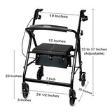 McKesson 4 Wheel Rollator 14 Inch Seat Width 300 lbs. Weight Capacity, Black, thumbnail image