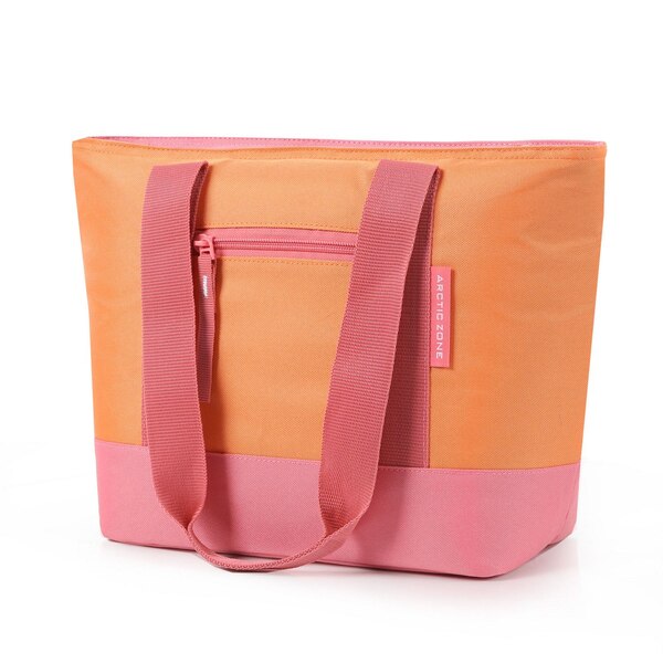 Arctic Zone 12-Can Insulated Tote, Tangerine & Pink