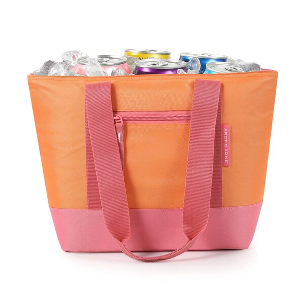 Arctic Zone 12-Can Insulated Tote, Tangerine & Pink