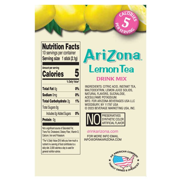 Arizona, Lemon Tea Stix, 0.7 oz