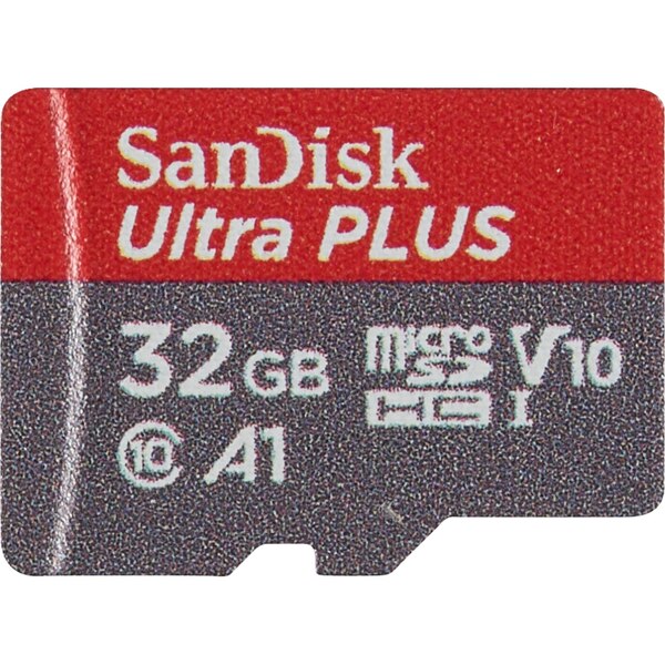 SanDisk 32GB Ultra Plus MicroSDHC UHS-I Card with Adapter