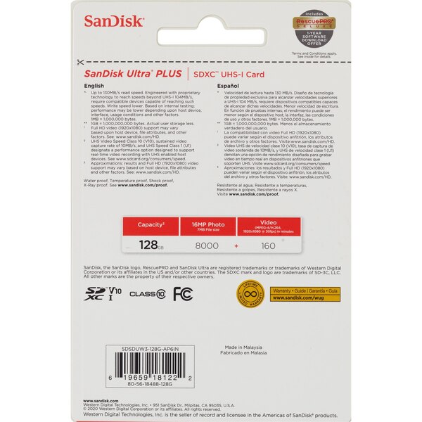 SanDisk Ultra Plus SDHC UHS-1 Card