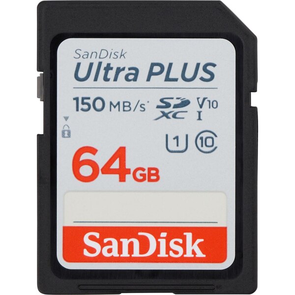 SanDisk Ultra Plus - Tarjeta SDXC UHS-I de 64 GB