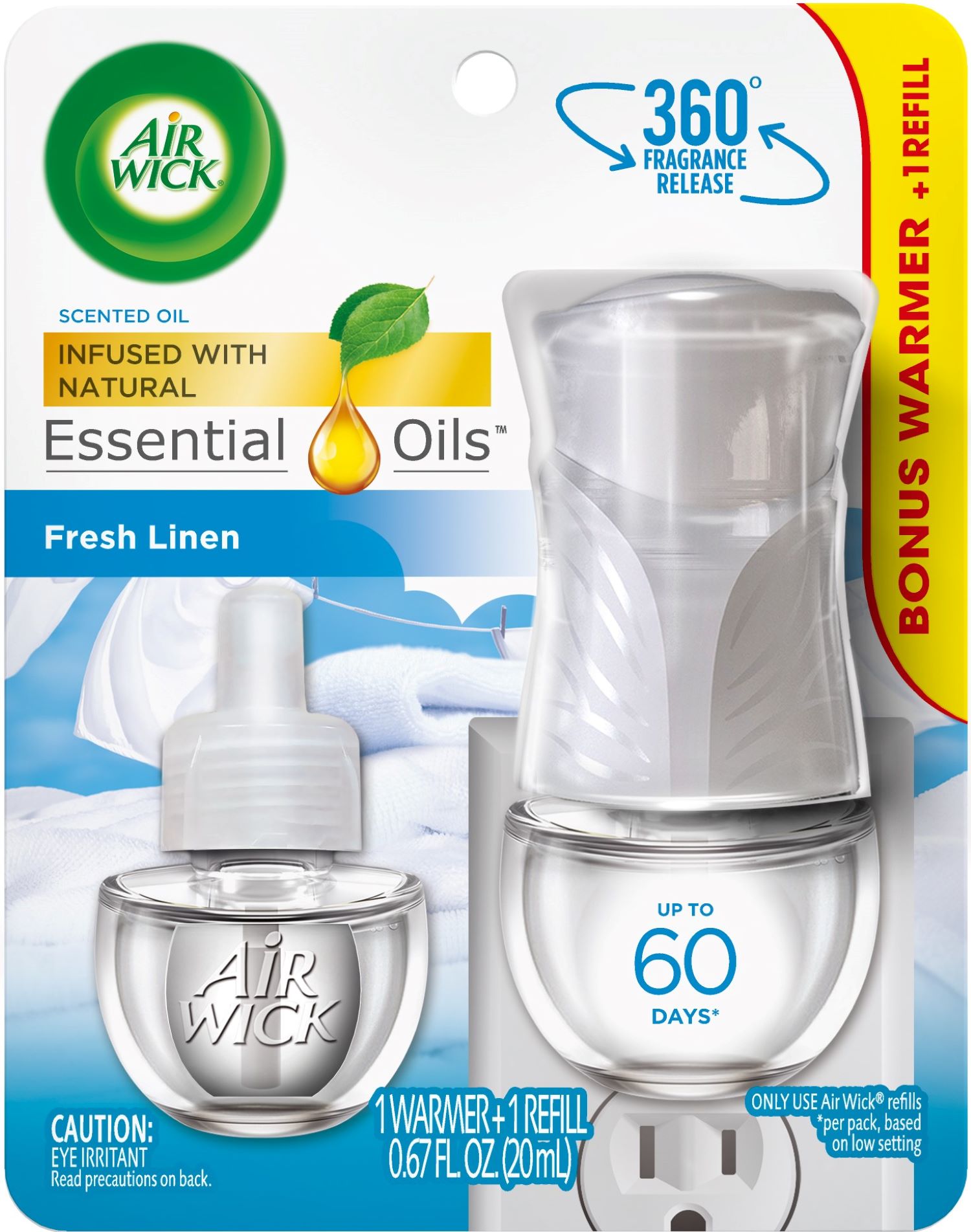 Air Wick - Kit básico de aceite aromático, Fresh Linen, 0.67 oz