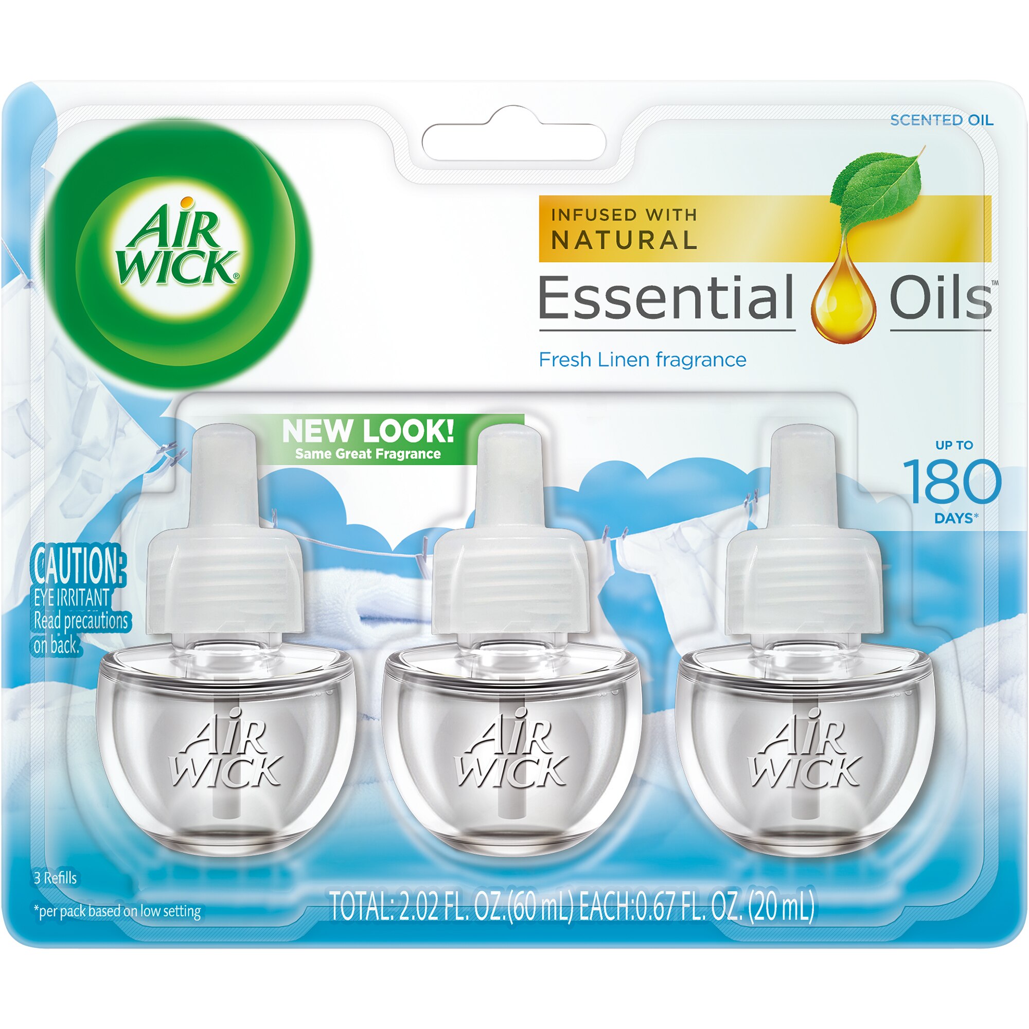 Air Wick Essential Oils - Repuestos de aceites aromáticos, Fresh Linen, 3 u.