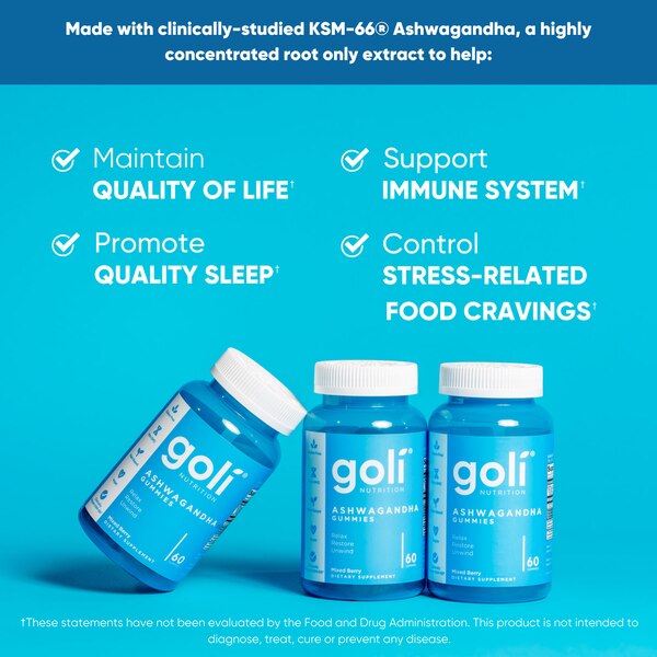 GOLI Ashwagandha Mixed Berry Gummies, 60 CT