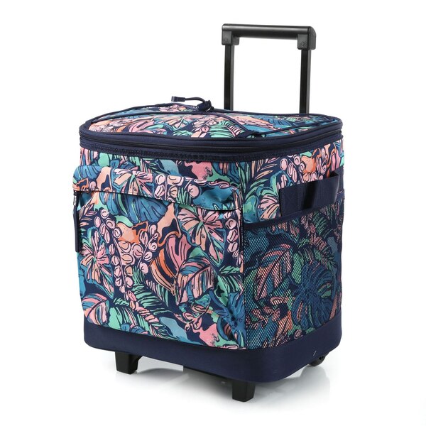 Arctic Zone 50-Can Fishing Roller Cooler, Midnight Floral Sketch