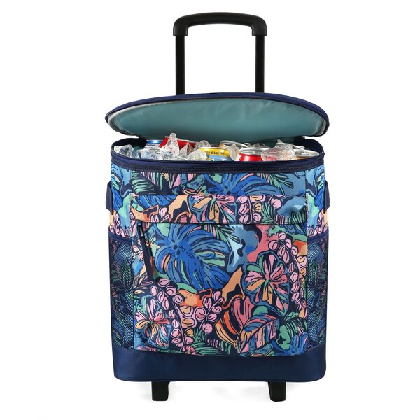 Arctic Zone 50-Can Fishing Roller Cooler, Midnight Floral Sketch