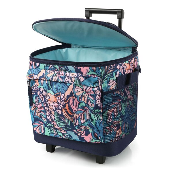 Arctic Zone 50-Can Fishing Roller Cooler, Midnight Floral Sketch