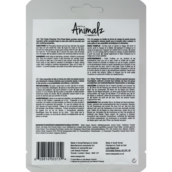 Pretty Animalz by Masque Bar, Sheet Mask