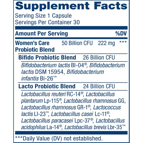 Renew Life Women's Care Vaginal Women's Probiotic Supplement, 30 Vegetarian Capsules, 50 Billion CFU