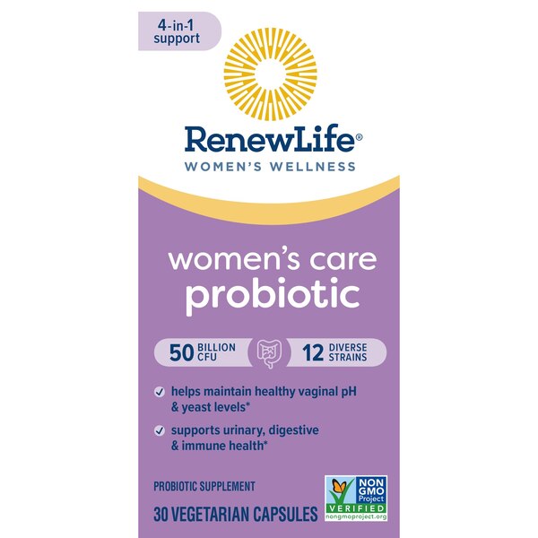 Renew Life Women's Care Vaginal Women's Probiotic Supplement, 30 Vegetarian Capsules, 50 Billion CFU