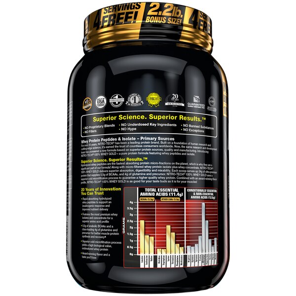 MuscleTech, Nitro-Tech Whey Gold, Protein Supplement, 31 Servings