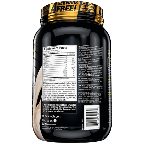 MuscleTech, Nitro-Tech Whey Gold, Protein Supplement, 31 Servings
