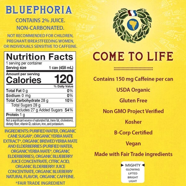 Guyaki, Yerba Mate Organic, Bluephoria, 15.50 oz