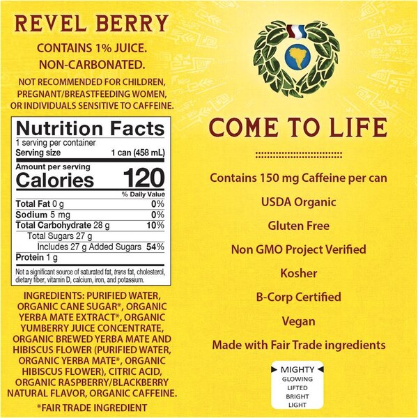 Guayaki Yerba Mate, Revel Berry, 15.5 oz