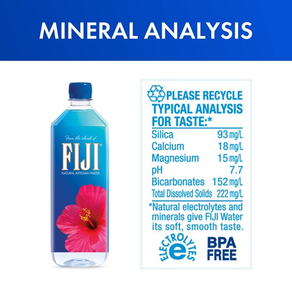 FIJI Natural Artesian Bottled Water, 1 Liter / 33.8 Fl Ounce (Single Bottle)