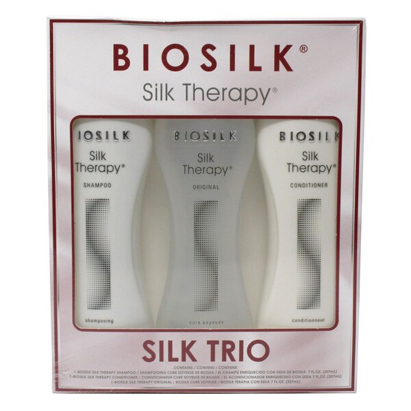Biosilk Silk Therapy Trio, Shampoo, Conditioner & Leave-in Treatment, 7 OZ