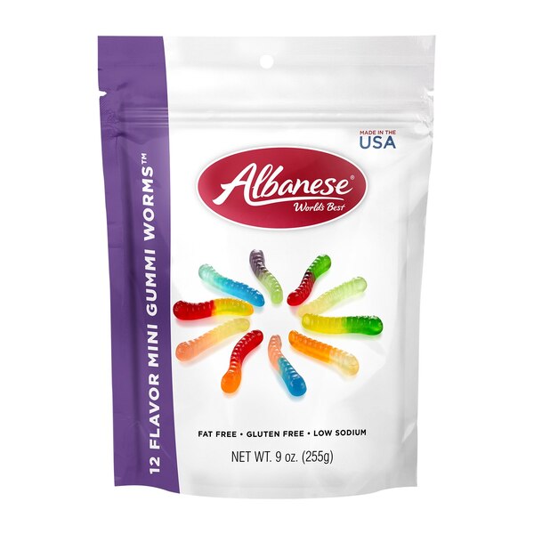 Albanese 12 Flavor Mini Gummi Worms, 9 oz