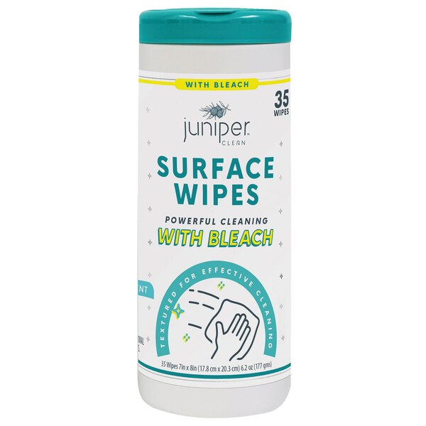 Juniper Clean Surface Wipes with Bleach, 35 CT