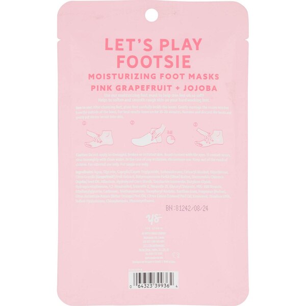 Yes Studio Lets Play Footsie Pink Grapefruit + Jojoba Moisturizing Foot Mask