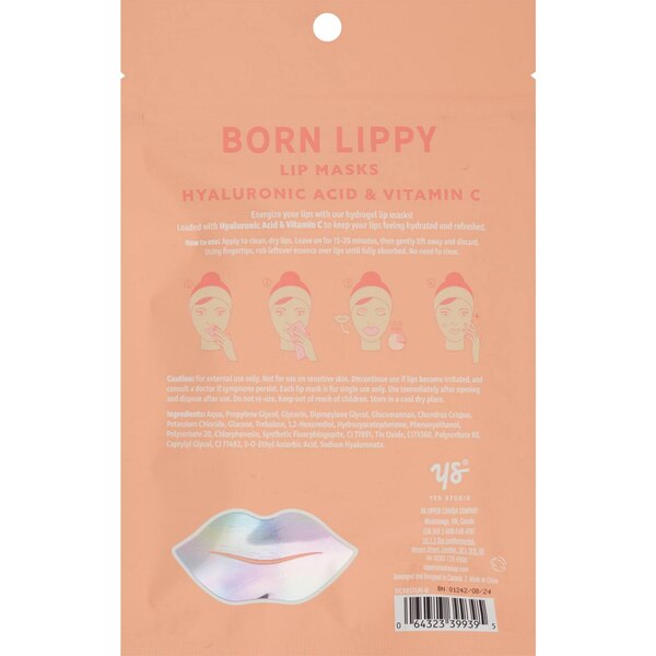 Yes Studio Born Lippy Hyaluronic Acid & Vitamin C Hydrogel Lip Masks, 5 CT
