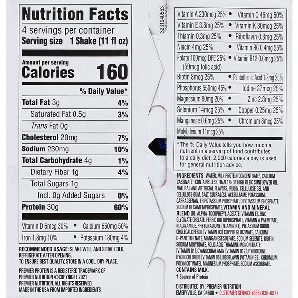 Premier Protein High Protein Shake, Vanilla, 4 CT