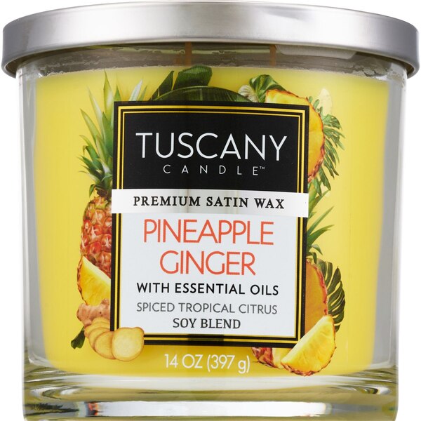 Tuscany Candle Single Pour Candle, Pineapple Ginger, 14 oz