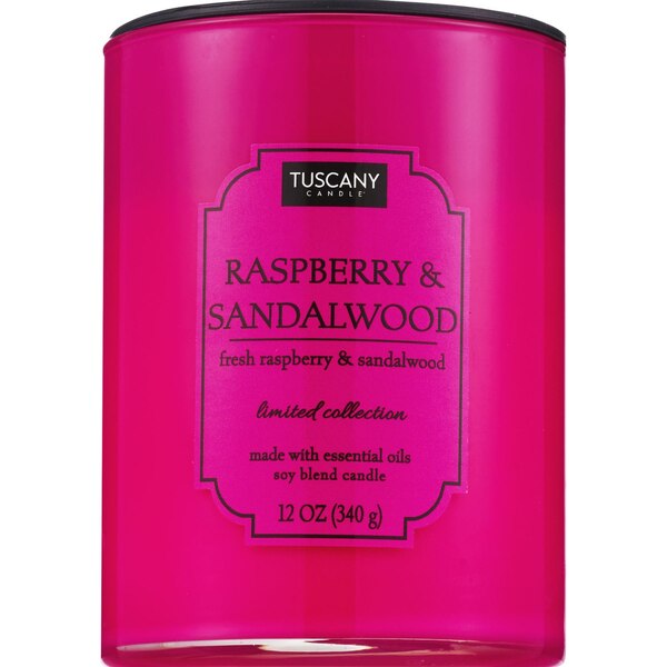 Tuscany Candle 2-Wick Color Splash Candle, Raspberry & Sandalwood, 12 oz